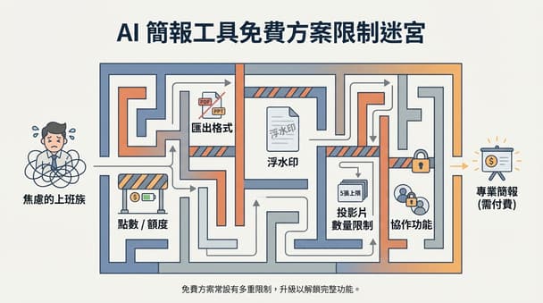 免費 AI 簡報工具怎麼選？2025 年 7 款主流平台實測：功能比較、匯出限制與優缺點分析