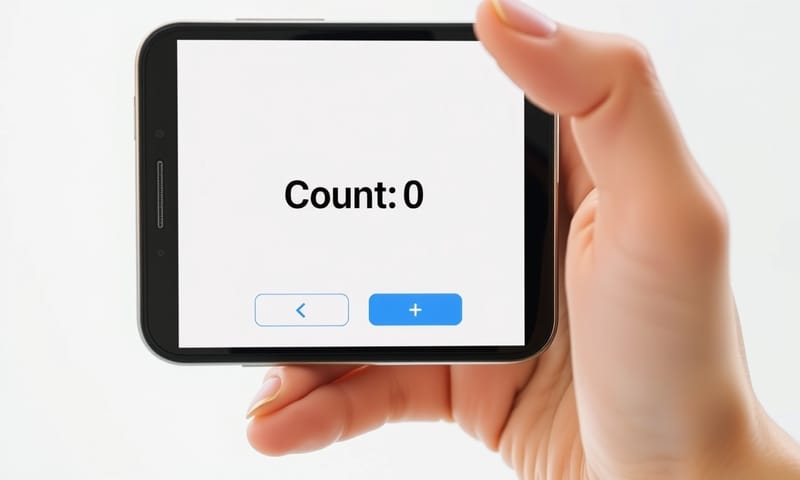 範例計數器 App 在手機上的實際畫面