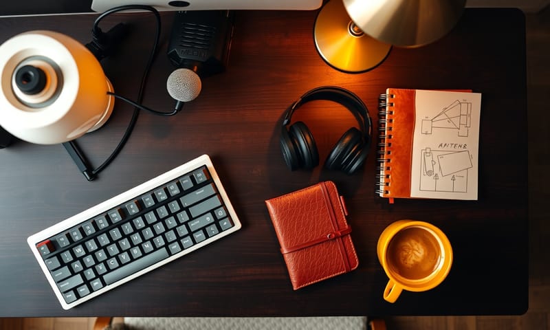 內容創作者的工作桌面，專注與混亂並存