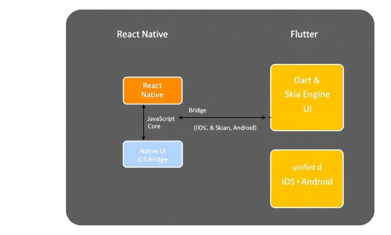 React Native 與 Flutter 架構差異示意