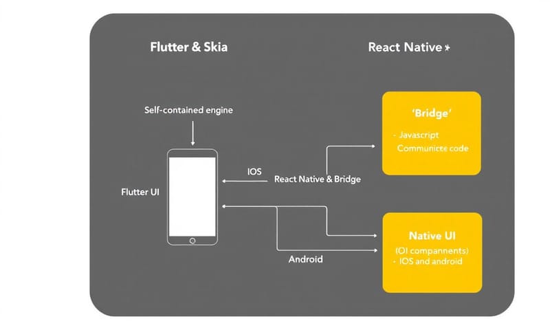 Flutter 與 React Native 渲染邏輯示意圖