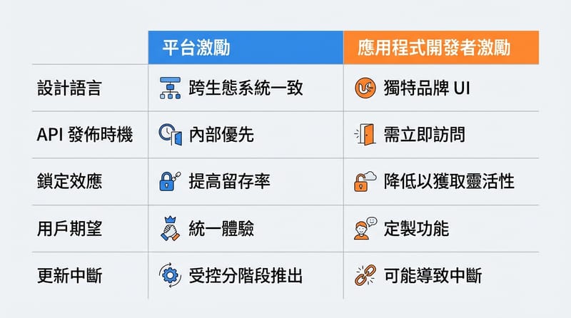 圖 4：平台想分化、開發者想收斂，永遠拉扯