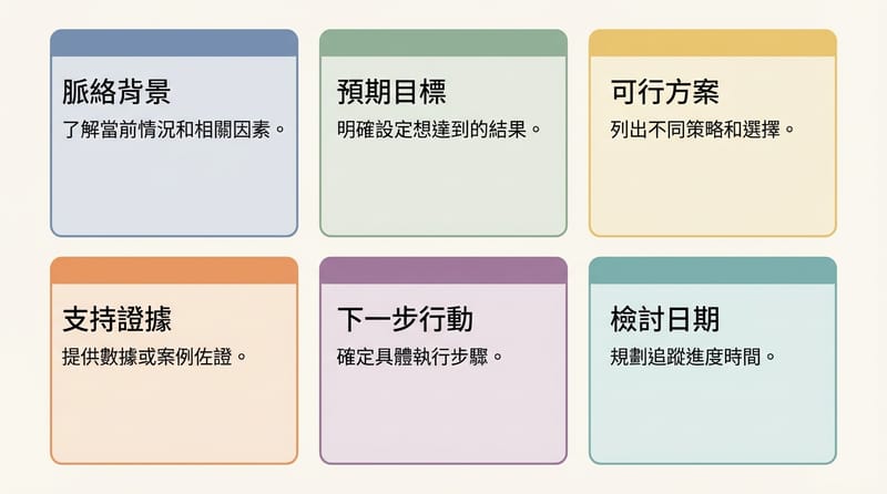 核心拆解圖：一張決策卡應該長什麼樣子