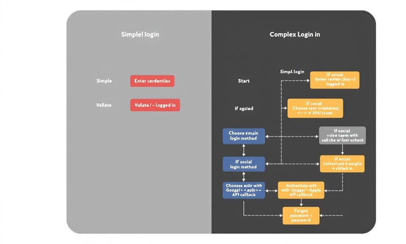 簡易與複雜登入流程示意圖