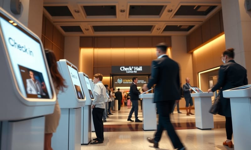 活動現場時尚簡潔的自助報到 Kiosk。