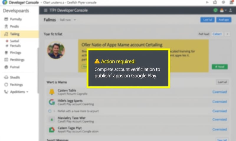 Google Play Console 中要求身份驗證的畫面（示意）