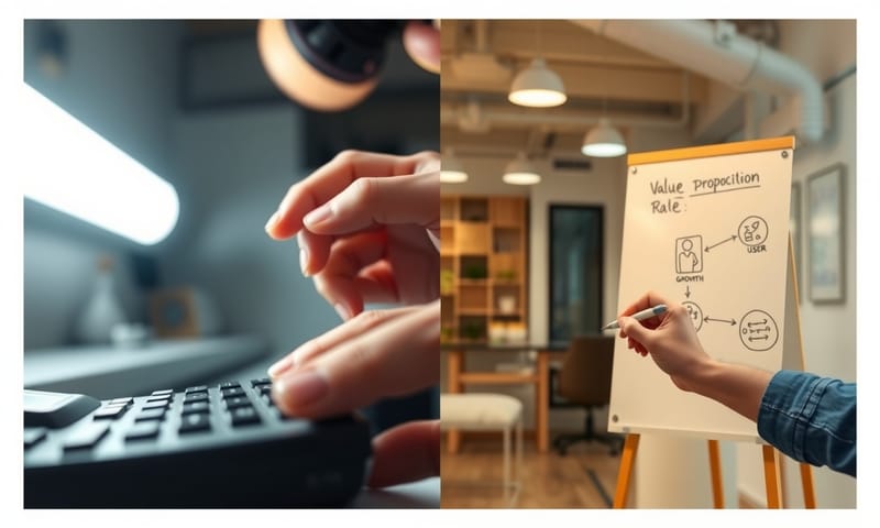 報價的兩種思維：左邊是焦慮計算工時，右邊是策略性地思考價值