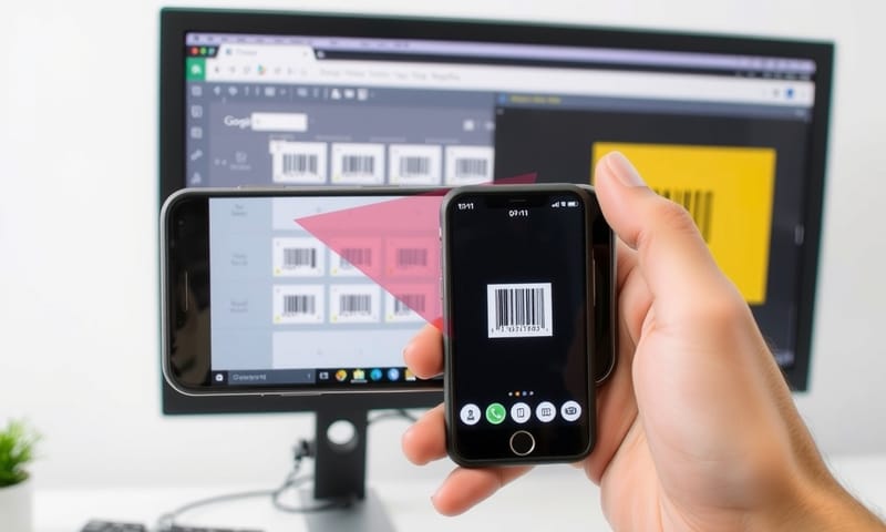 實際測試：用手機 App 掃描螢幕上的條碼