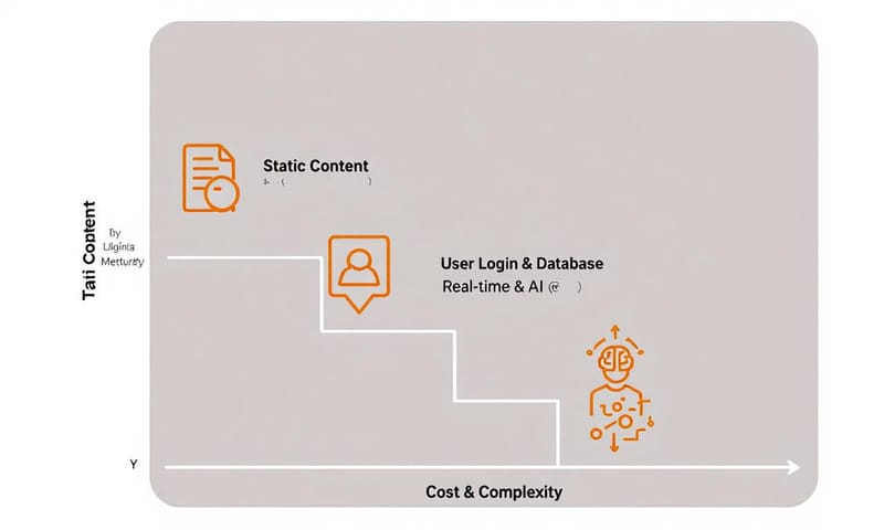 功能複雜度與開發成本的關係示意