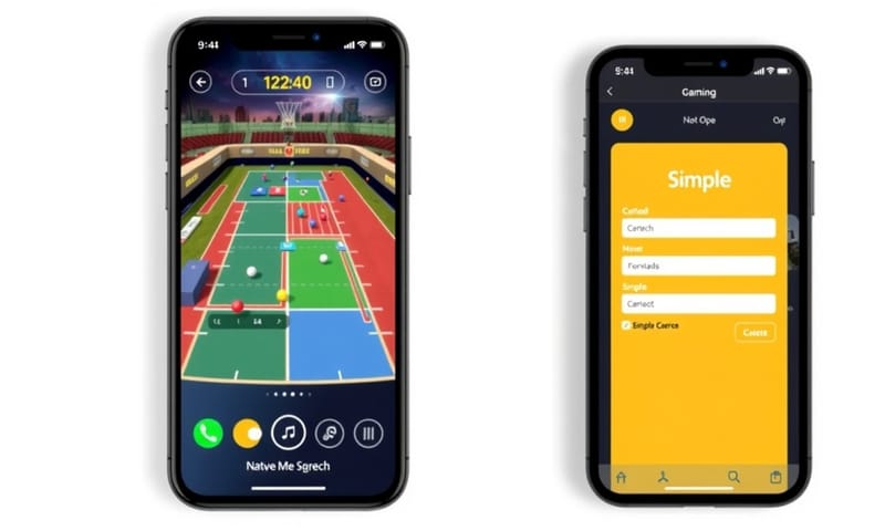原生開發（左）提供極致效能，而 No-Code 平台（右）則能快速實現簡單功能。