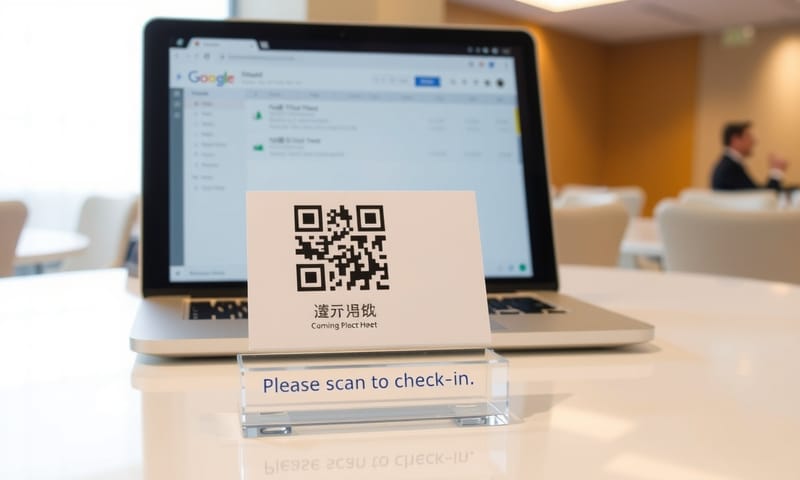 我通常會把 QR Code 直接放在報到處的桌牌上，一目瞭然。
