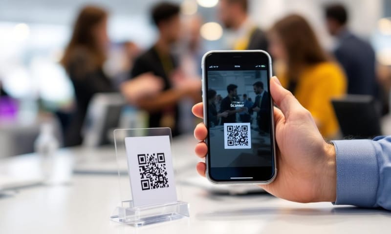 活動現場掃描 QR Code 簽到的示意情境