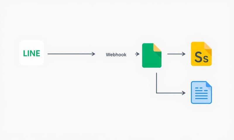 資料流示意圖：從 LINE 到 Google Sheet
