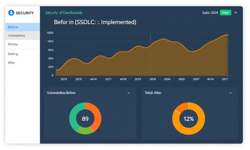 安全儀表板顯示導入 SSDLC 後的漏洞數量變化