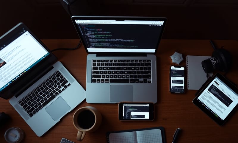 開發者正在多個裝置上測試響應式網頁