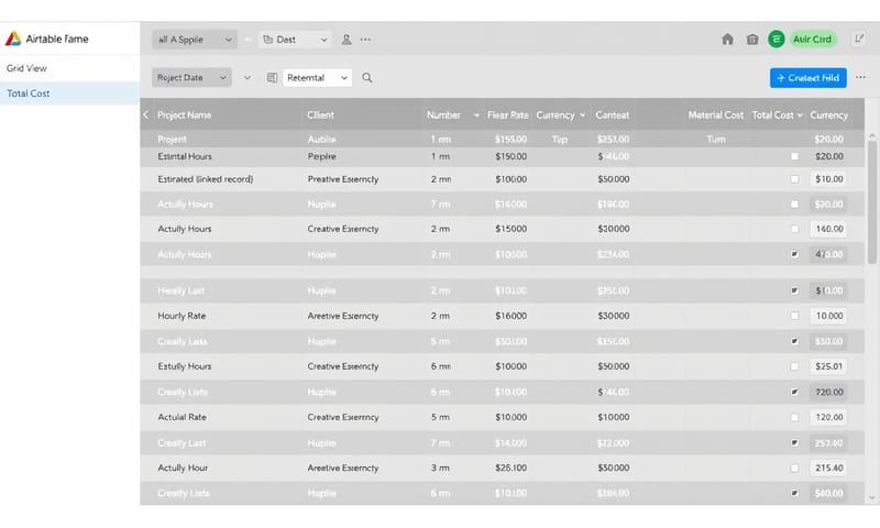 在 Airtable 中簡易追蹤成本的範例