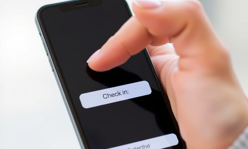 手機上操作簽到按鈕的樣子