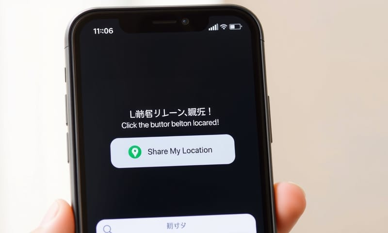 使用者在 LINE 聊天室中看到的「分享我的位置」快速回覆按鈕