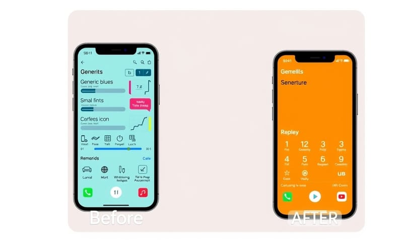比較 App 改版前後的 UI/UX 設計差異，左邊是舊版，右邊是新版。