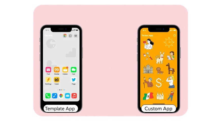 比較簡陋的套版App與精緻的客製化App介面