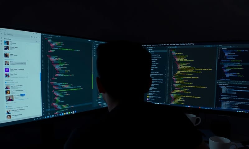 開發者深夜工作的場景示意