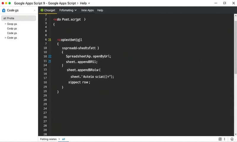 Google Apps Script 程式碼編輯器畫面