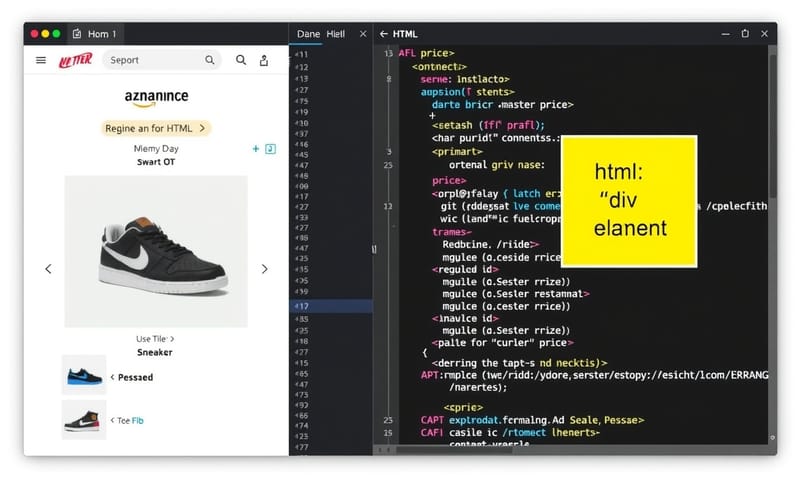 HTML 原始碼與網頁畫面對應