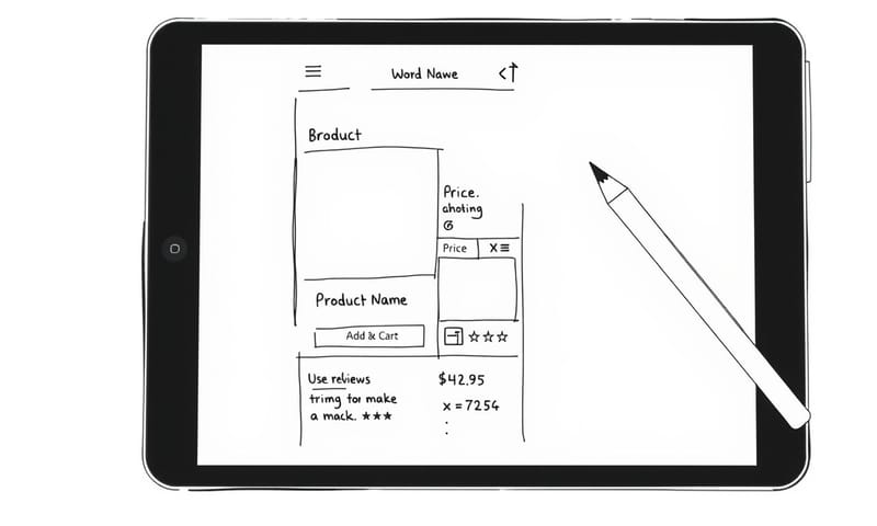 App UI/UX 設計階段的線框圖