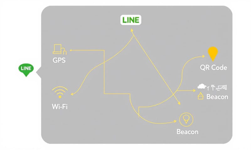 不同 LINE 打卡方式的概念示意圖