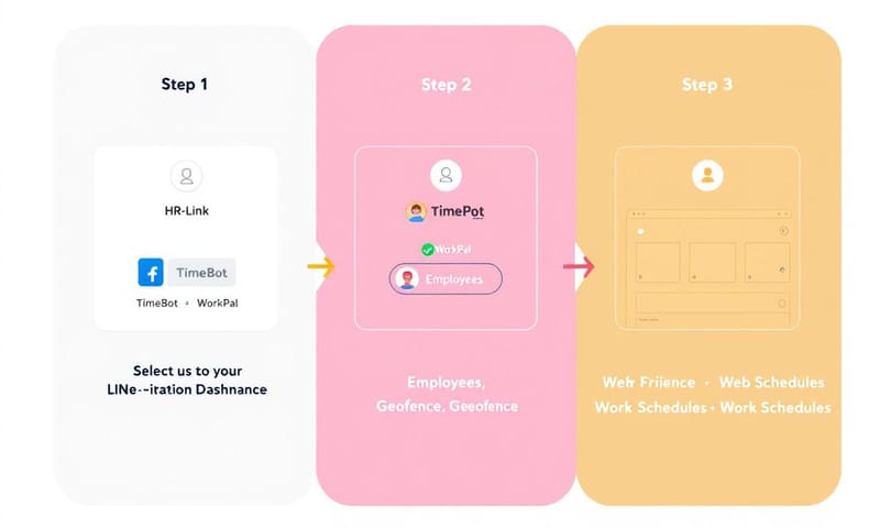 LINE 打卡 App 的基本操作流程示意圖