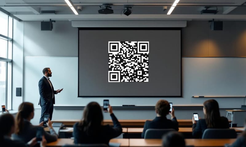 課堂上投影 QR Code 讓學生掃描點名