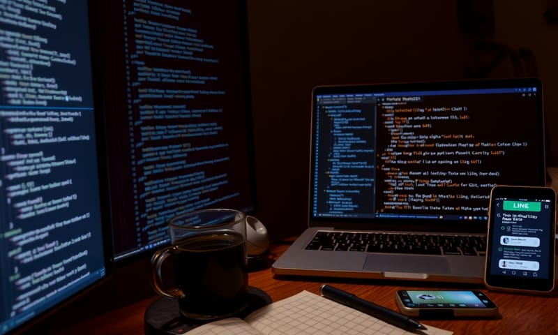 開發中的混亂桌面 (示意)