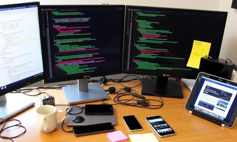 開發者的工作桌面，同時在多個裝置上測試響應式設計