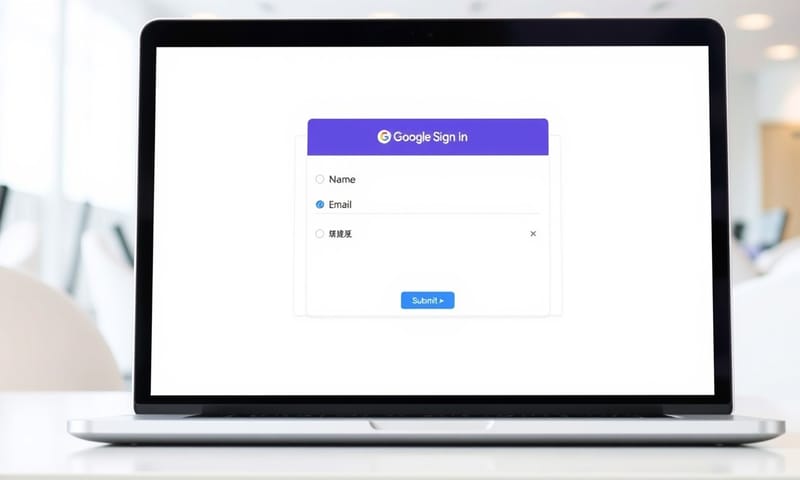 一個簡潔的 Google 表單線上簽到表示意圖。