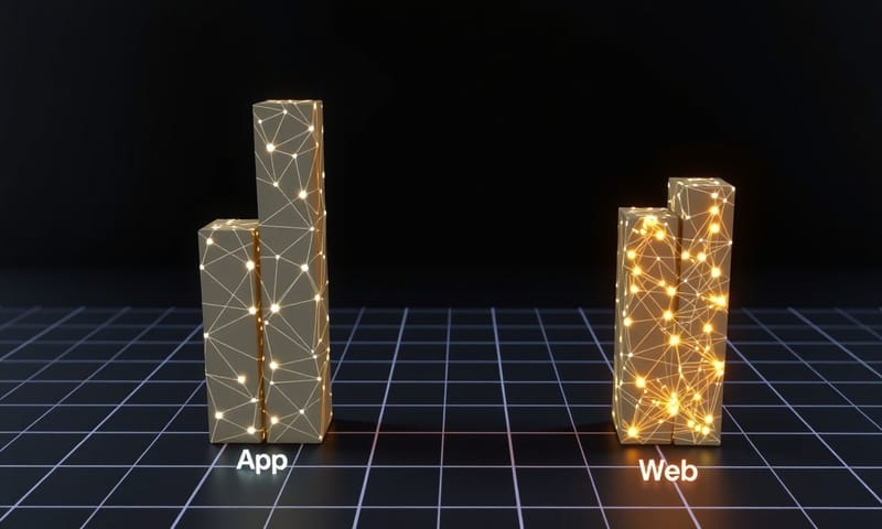 App 與 Web 在開發成本與觸及範圍上的抽象對比
