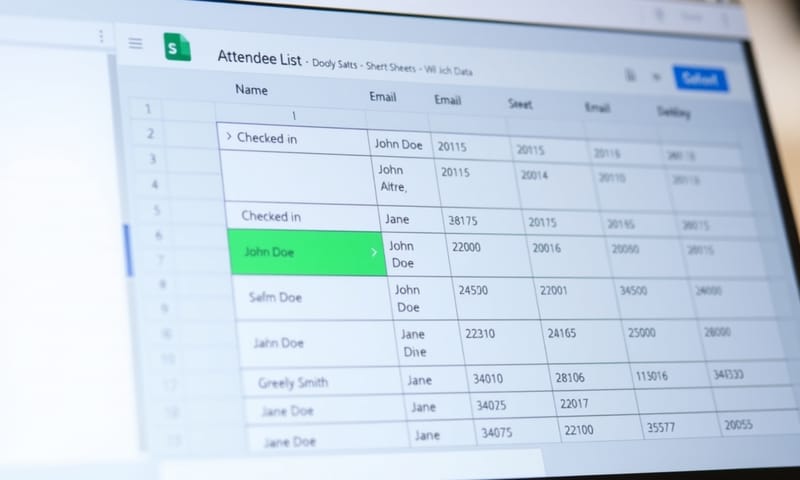 報到完成後，後台 Google 試算表會即時更新狀態