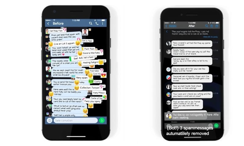 群組訊息在過濾前後的對比