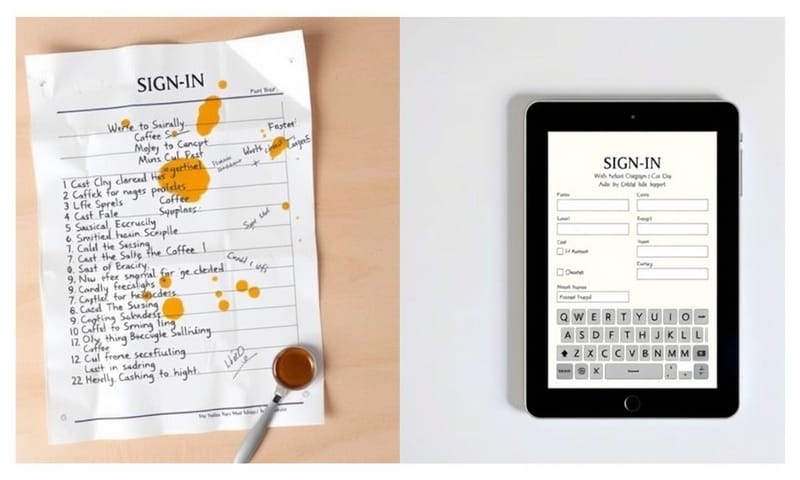 紙本與數位簽到方式的對比