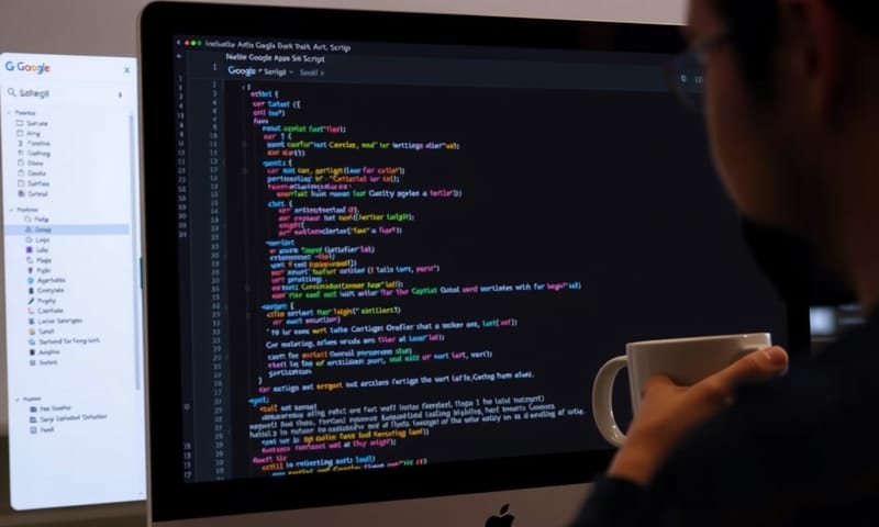 在 Apps Script 編輯器中設定自動化腳本是整個流程的核心。