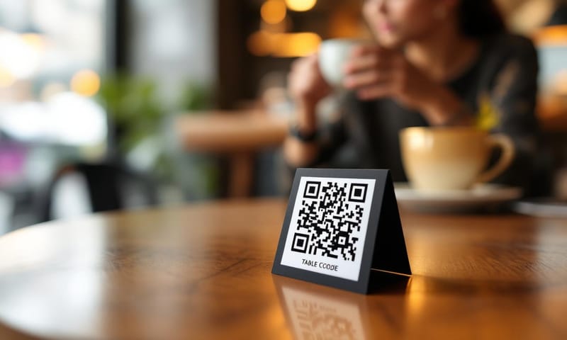用手機掃描實體桌牌上的 QR Code 來填寫問卷