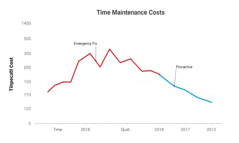 圖說：計畫性維護與非計畫性維護的成本趨勢對比