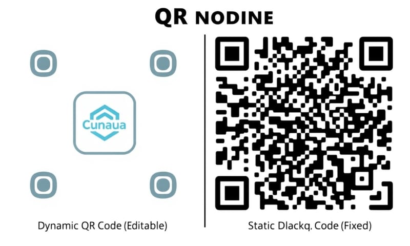 並排比較圖：左邊是一個乾淨、中央有品牌 Logo 的動態 QR Code；右邊是一個像素密集、看起來很複雜的傳統靜態 QR Code。