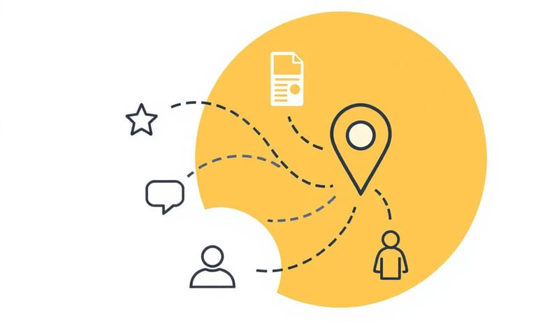 示意圖：釐清 Google「打卡」與多種顧客互動行為的關聯