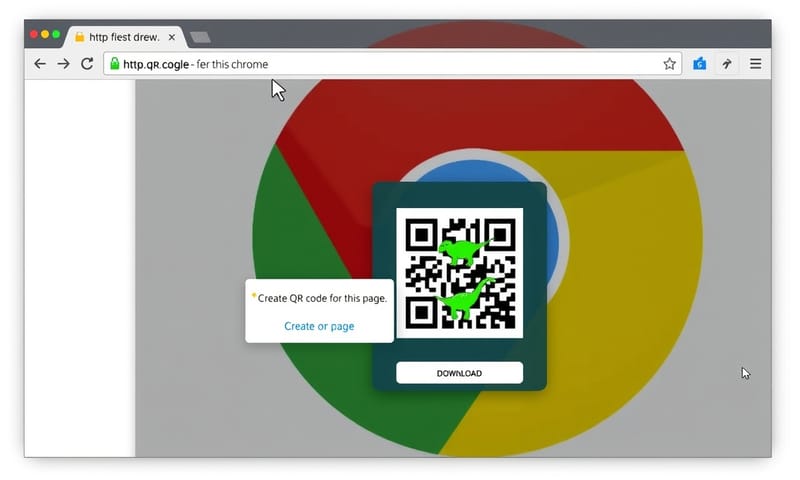 Chrome 瀏覽器內建的 QR Code 產生功能，點一下就能用。