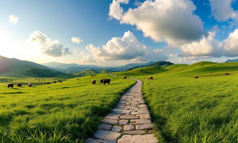 陽明山擎天崗的草原與步道景觀