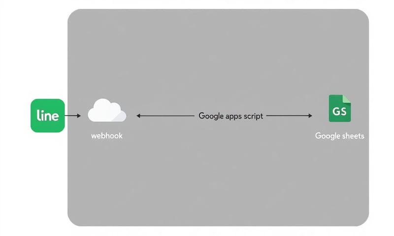 LINE Bot 到 Google Sheets 的資料流程示意圖