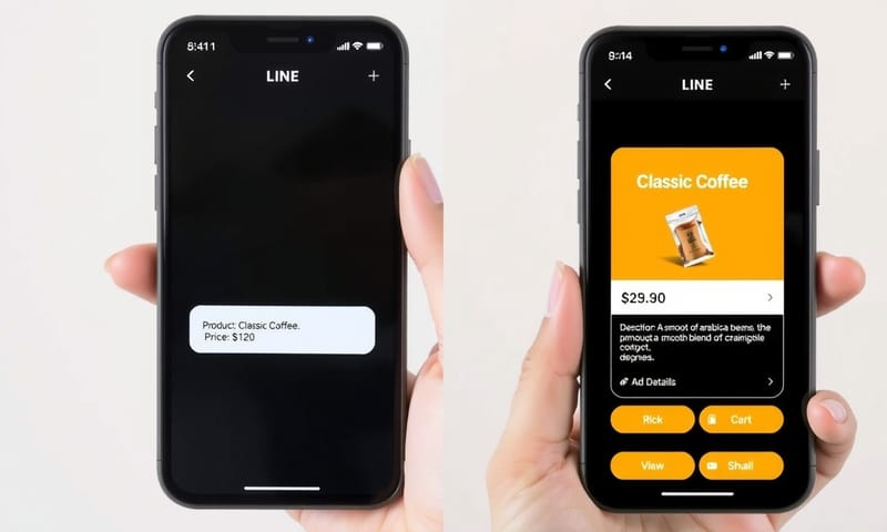 文字訊息與 Flex Message 的視覺效果對比
