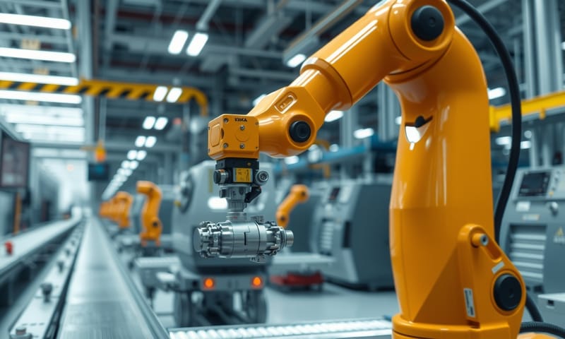 智慧工廠中運作的機械手臂