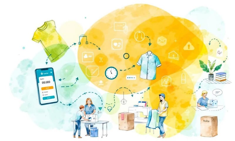 成衣生產從接單到出貨的理想流程示意