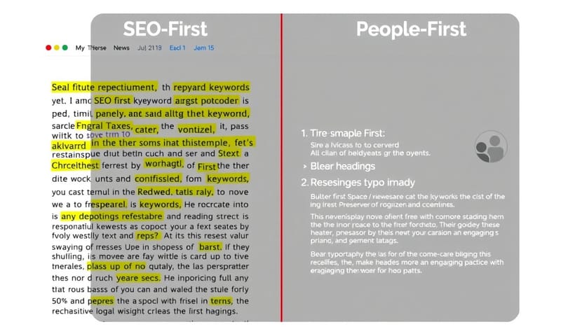 內容呈現對比：為SEO而寫 vs 為人而寫